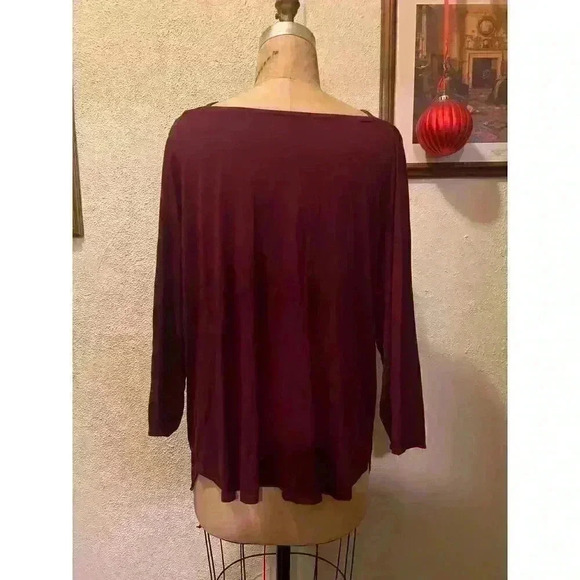 Loveappella Plus Size Cross Strap Pullover Top Burgundy NWT Size 3X - Picture 4 of 7